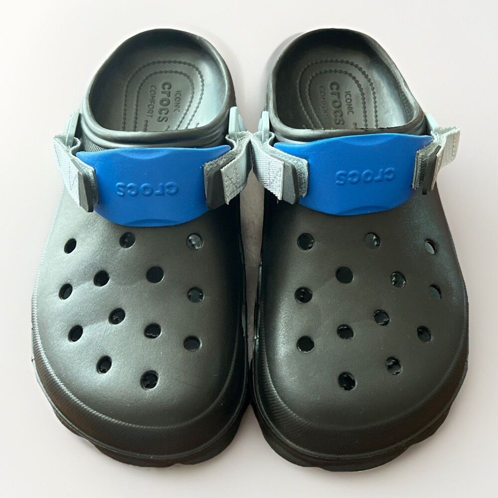 Crocs All Terrain Men’s Shoes Sz 11 Black Blue Iconic Comfort Classic Mule EUC